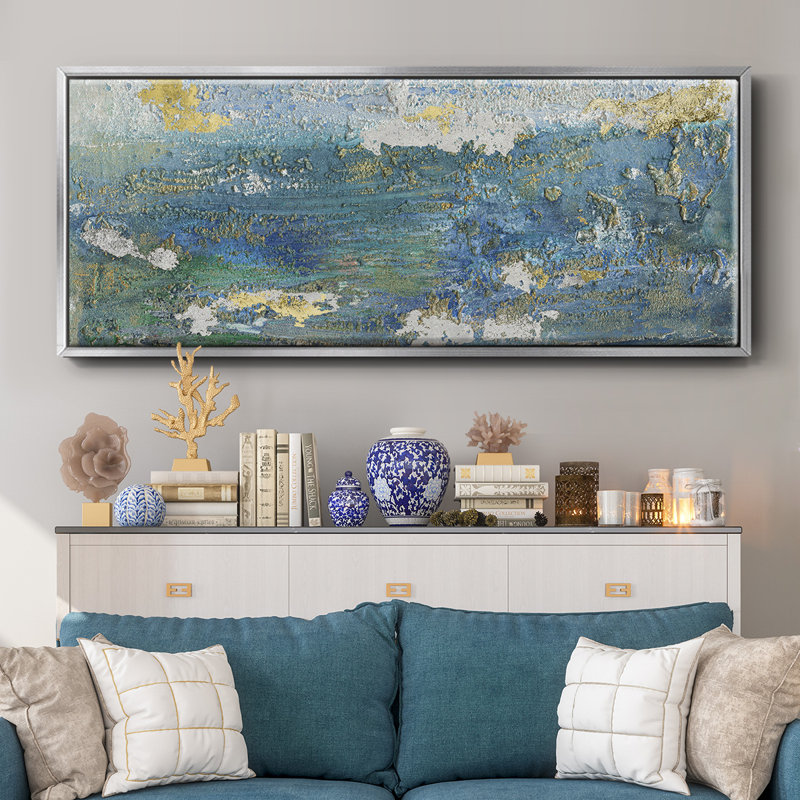 Sparkling Sea I- Framed Canvas, 20" H x 50" W