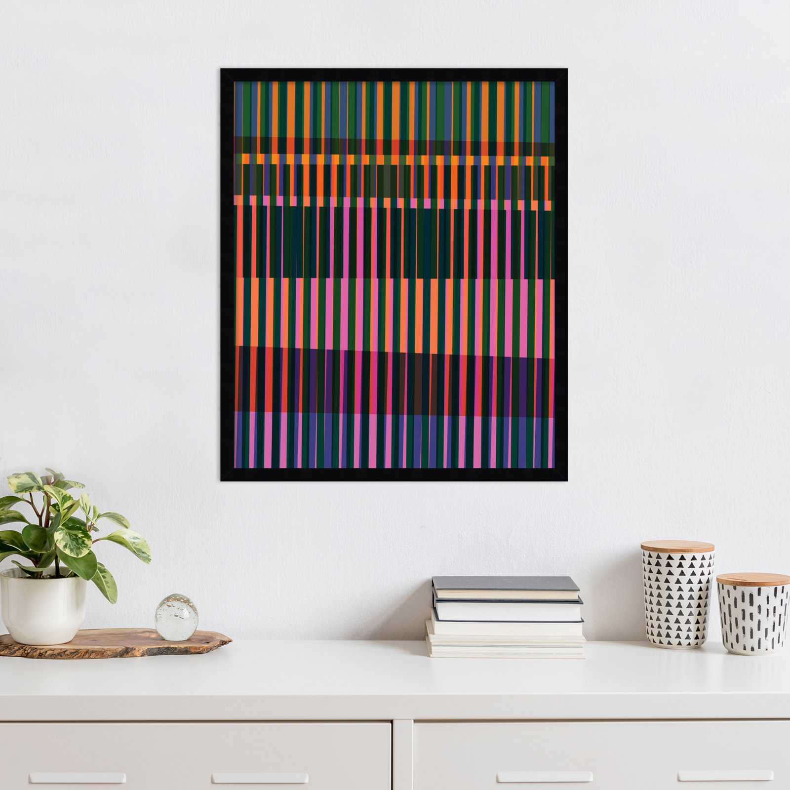 Abstract Lines 17 by Beth Vassalo, Black, 13'' H x 11'' W