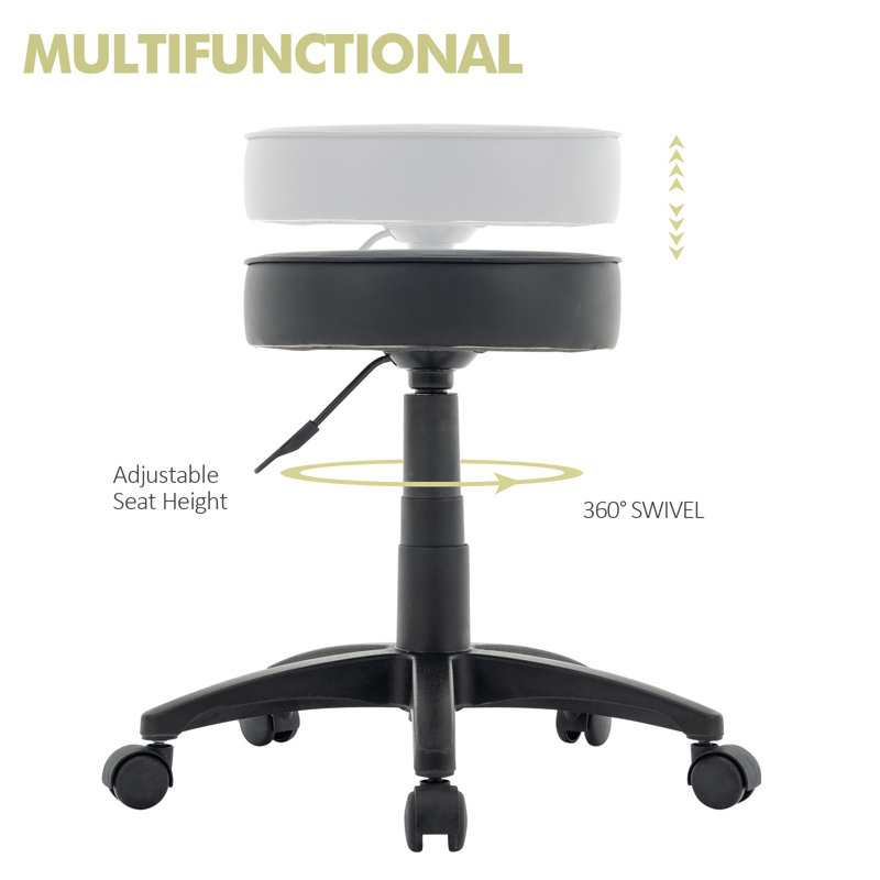 Mahidul Adjustable Height Ergonomic Lab Stool with Wheels
