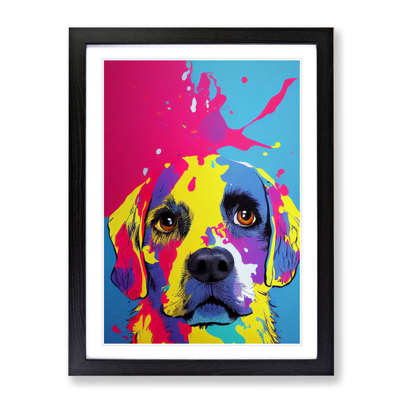 Dog Splash No.6 - Single Picture Frame Print, Black Framed, 64cm H x 46cm W x 2cm D
