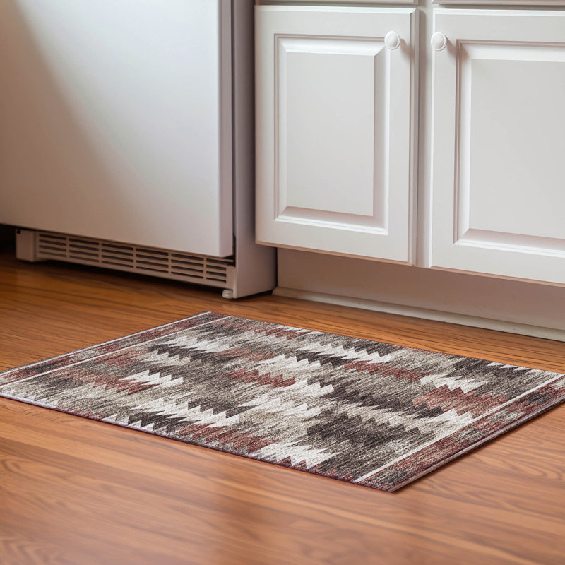 Premium Machine Washable Prisco Chocolate Rug, Rectangle 1'8" x 2'6"