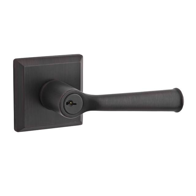 Federal Keyed Door Lever with Traditional Square Rose, Yes, Venetian Bronze, Keyed Different