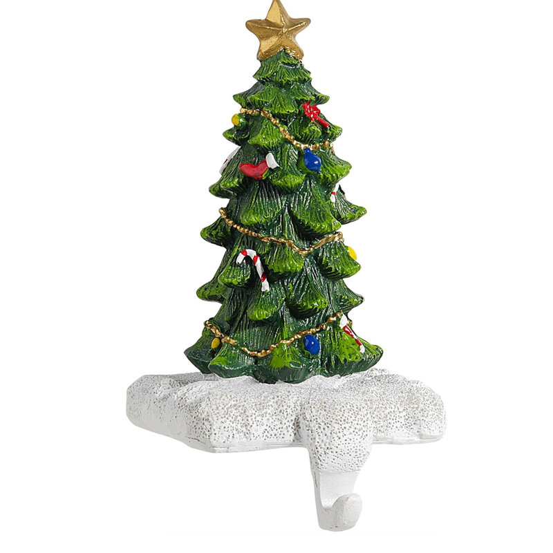 Porte-chaussette de Noël en résine pour manteau de cheminée avec 5 crochets, décoration de foyer de bureau robuste, cadeau de décoration de maison exquis