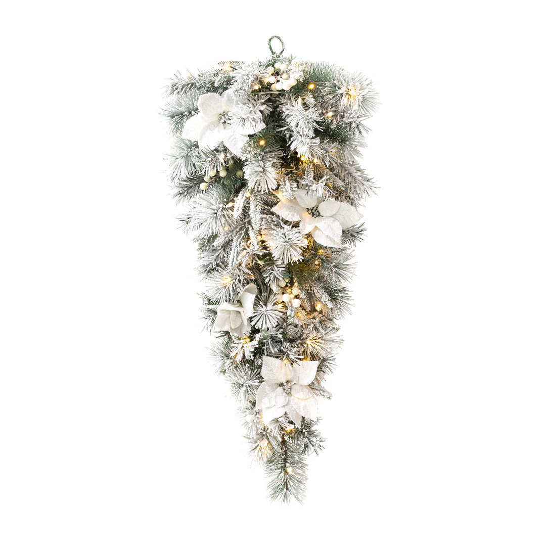 3' Pre-Lit Flocked Greenery Christmas Faux Swag with Lights The Holiday Aisle®