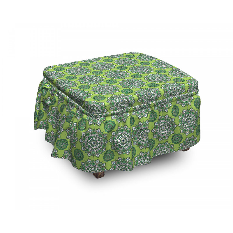 Ensemble de housse pour repose-pieds à coussins carrés 2 pièces marocain mandala