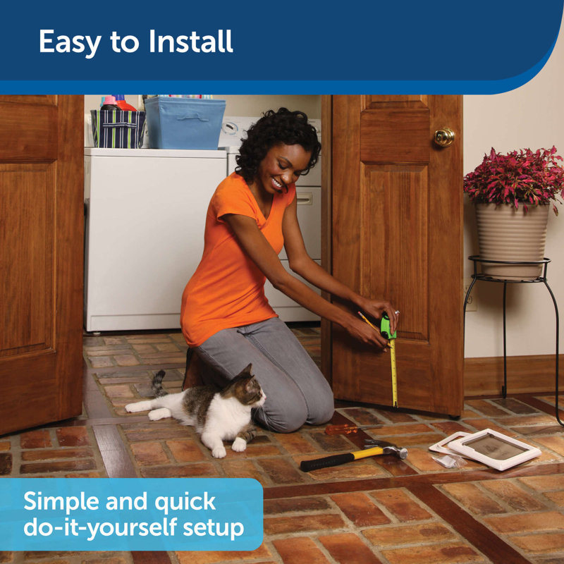 White 4-Way Locking Small Cat Door