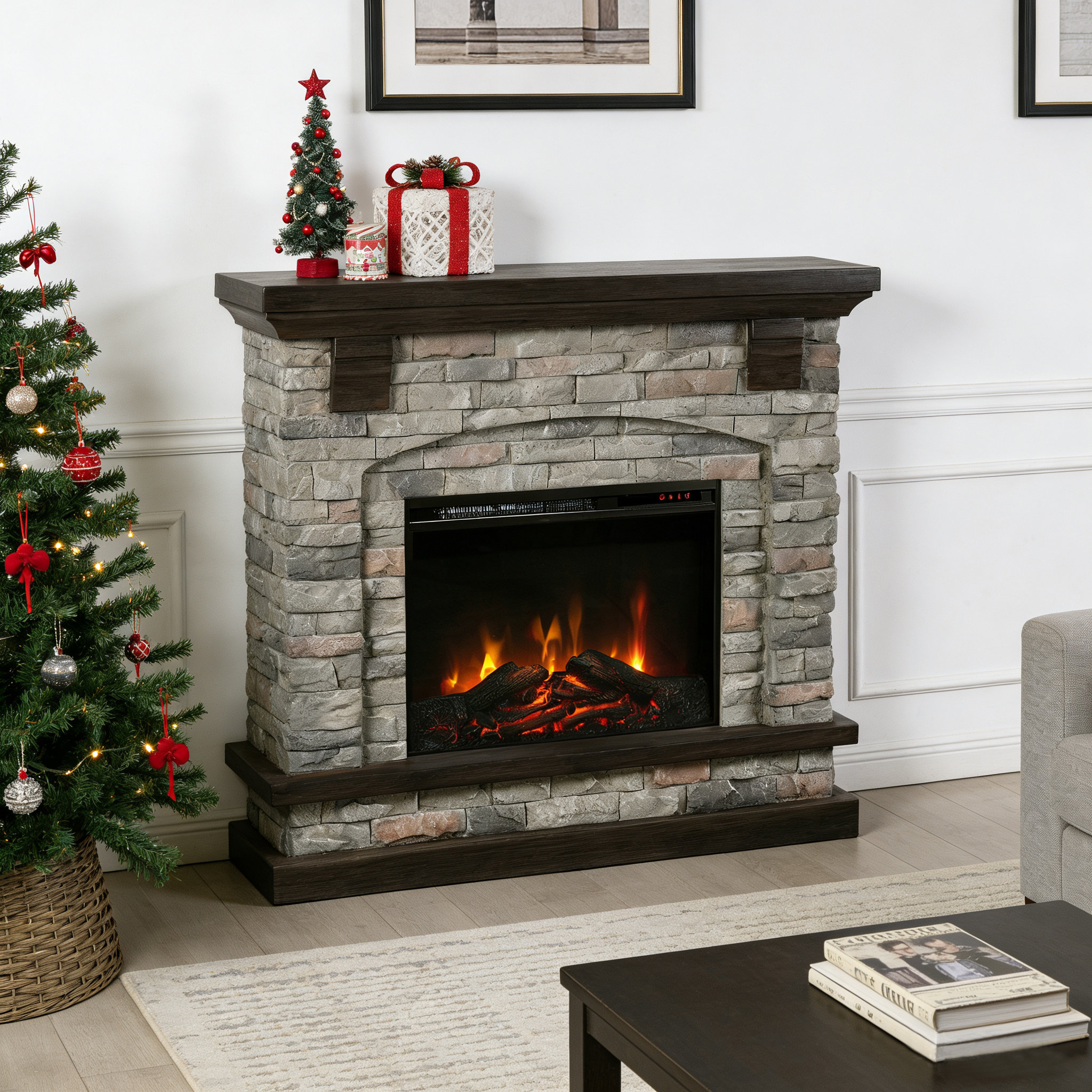 Millwood Pines Electric Fireplace With Mantel - Wayfair Canada