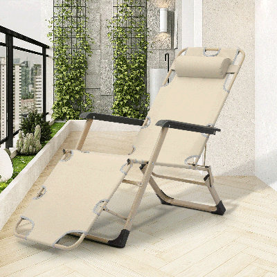 Fauteuil inclinable pliant, fauteuil inclinable d'extérieur pliable avec dossier et repose-pieds réglables