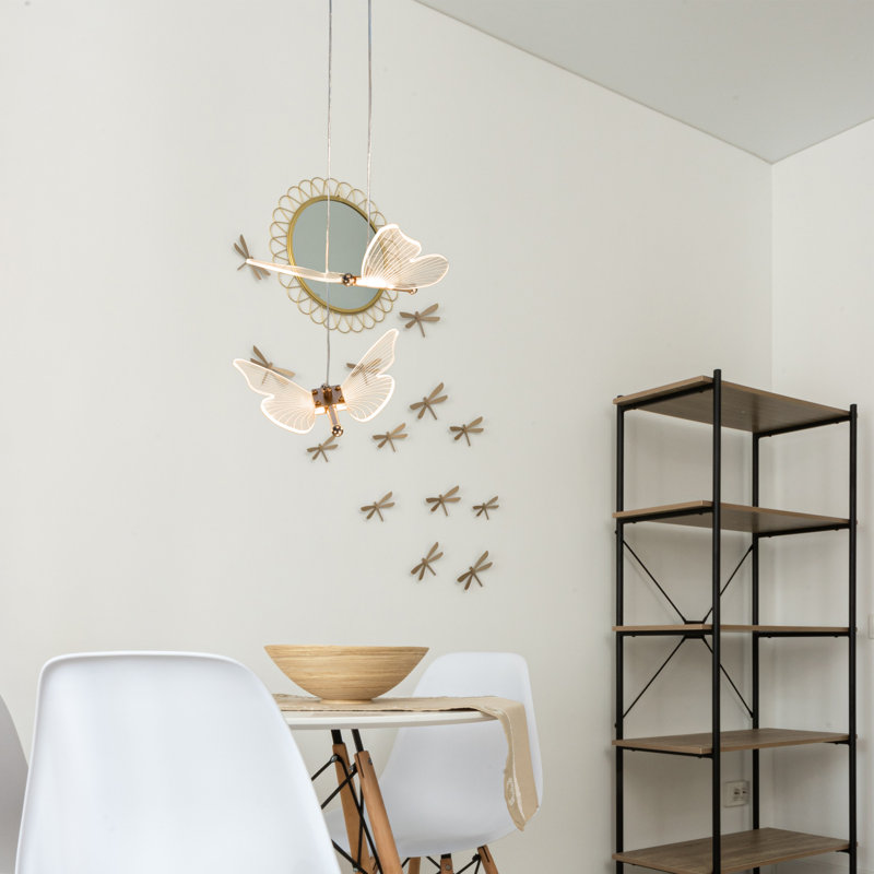 Luminaire suspendu de chevet 2 lumières à DEL papillon