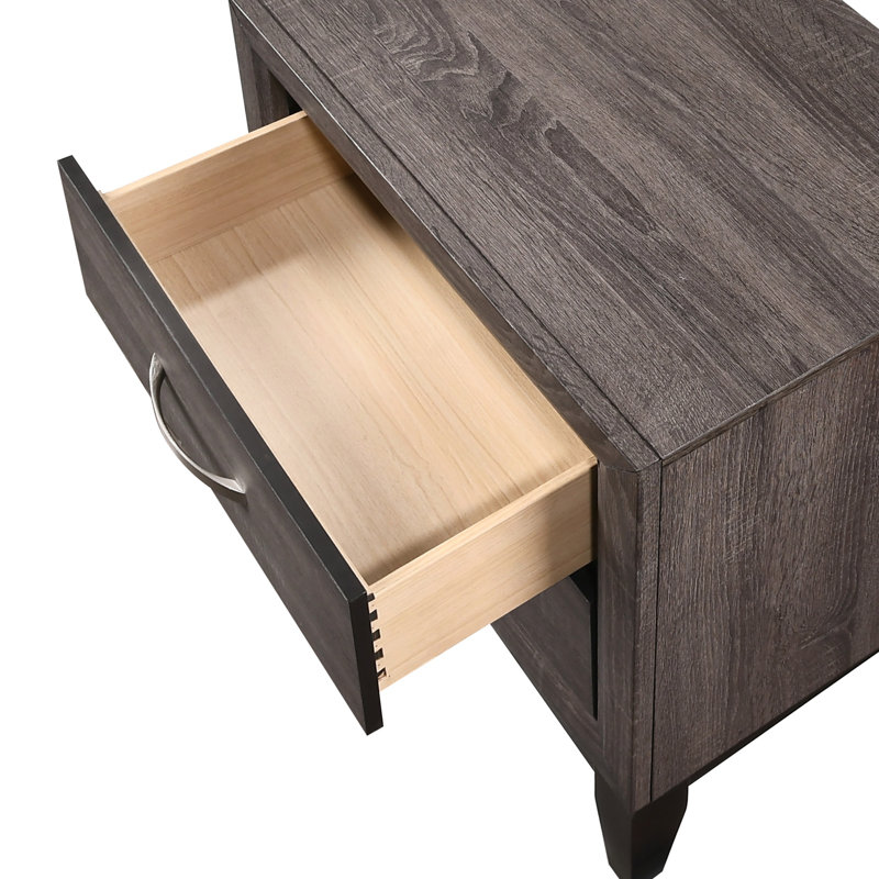 Table de chevet contemporaine à 2 tiroirs avec table de bout à finition grise et deux tiroirs de rangement