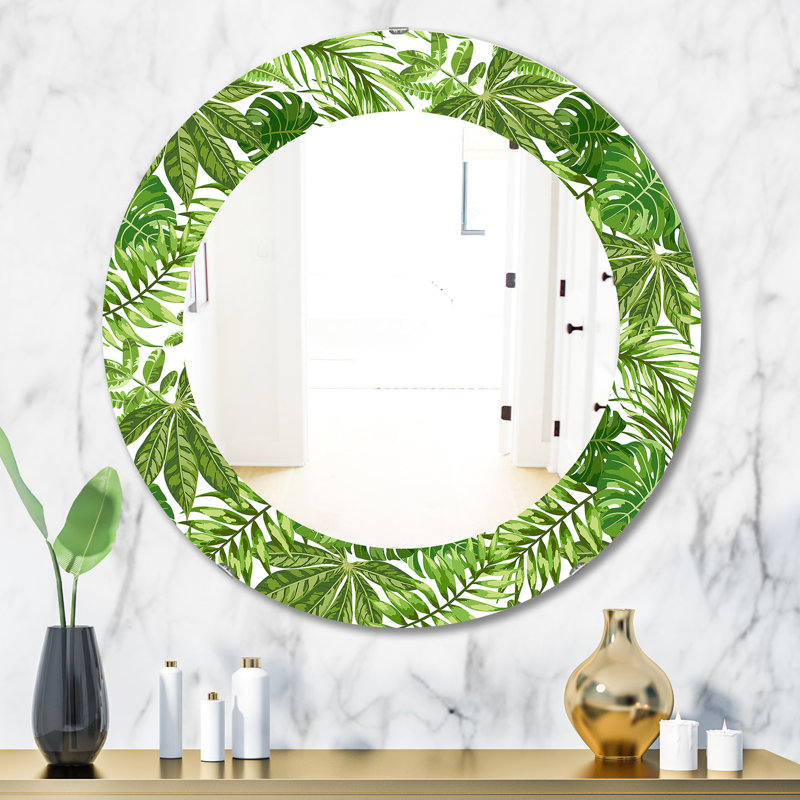 Miroir décoratif tropical bohème et éclectique, H 31,5 po x l 23,7 po