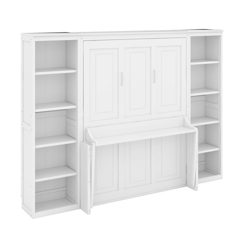 Grand lit escamotable avec bureau et bibliothèque