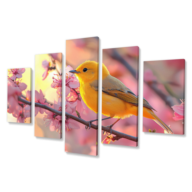 Songbird In Melody Spring Tree I - Art mural oiseau - ensemble d'art mural moderne