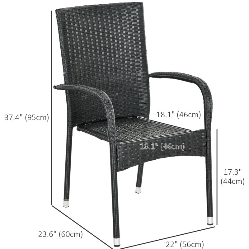 2pcs Patio Dining Chairs With Cushions, Stackable. Cream White, & For Outdoor, Deck. Cushions Stackable Pe Of 2. Armrest Use. White. 22" W X 23.5" D 37.5" H. 264 Lbs Capacity. All-weather