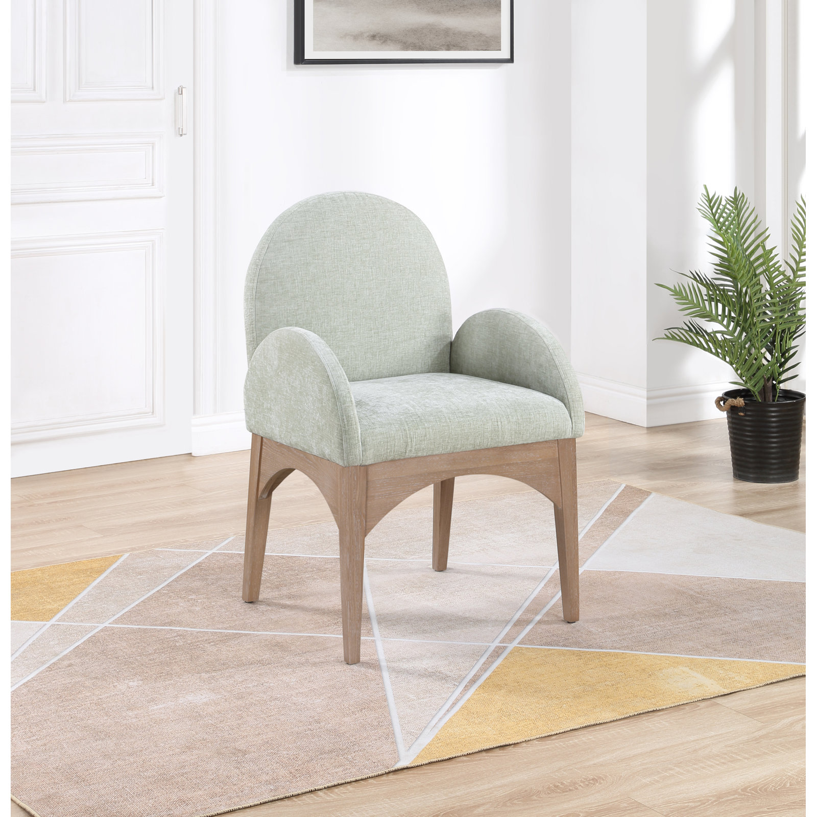 Waldorf Dining Armchair, Mint Chenille, Natural