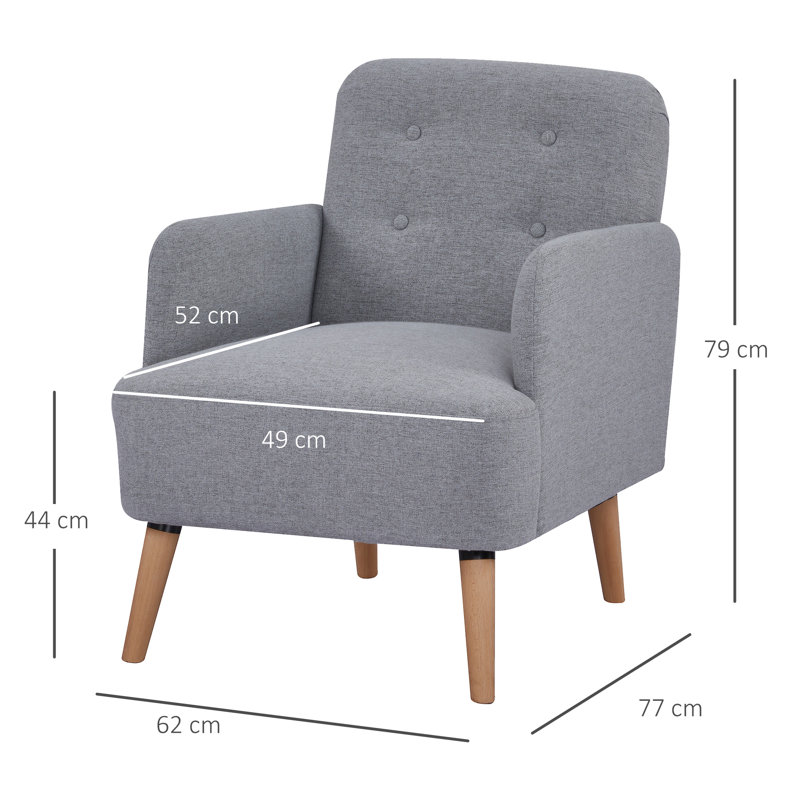 Auxerre Upholstered Armchair, Grey