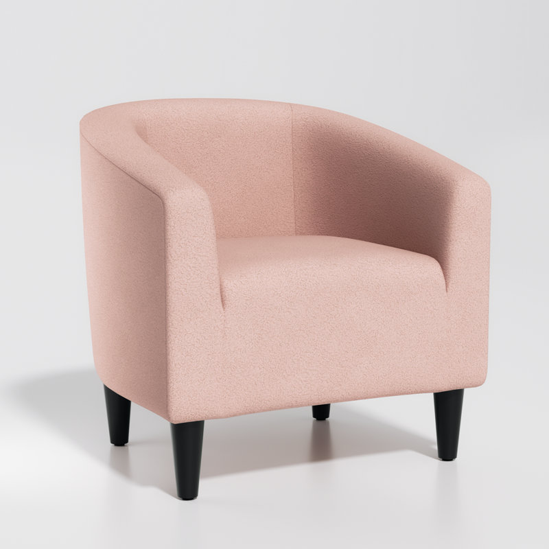 Fauteuil demi-tonneau rembourré avec accoudoirs et siège rembourré, Rose