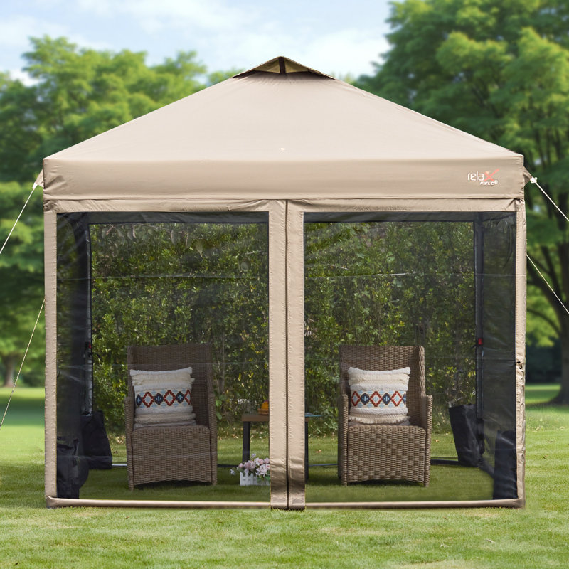 Pavillon de jardin d'extérieur 10 x 10 avec moustiquaire, tente à moustiquaire escamotable pour le camping, cour arrière