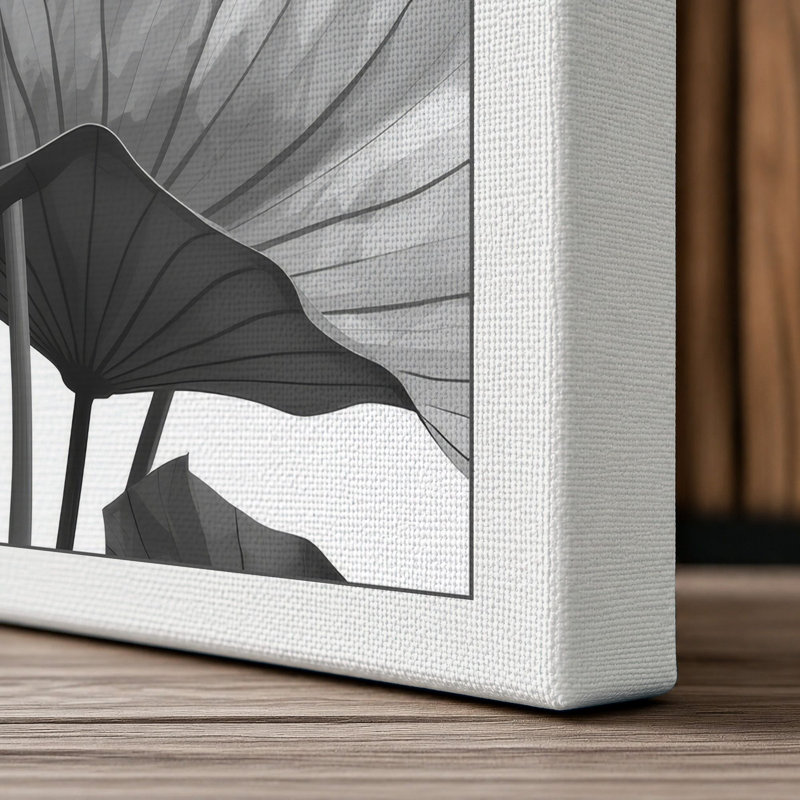 Lotus in Bloom Botanical - Wrapped Canvas, 36x24 - 91.4 x 61.0 cm, White Border