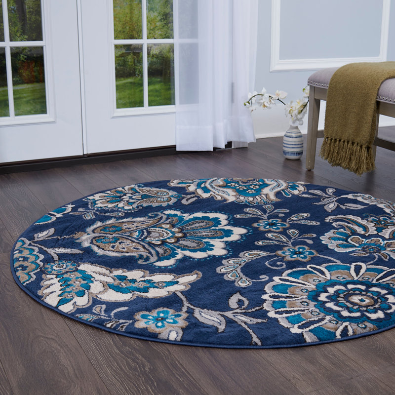 Caffey Floral Rug, Round 5'2"