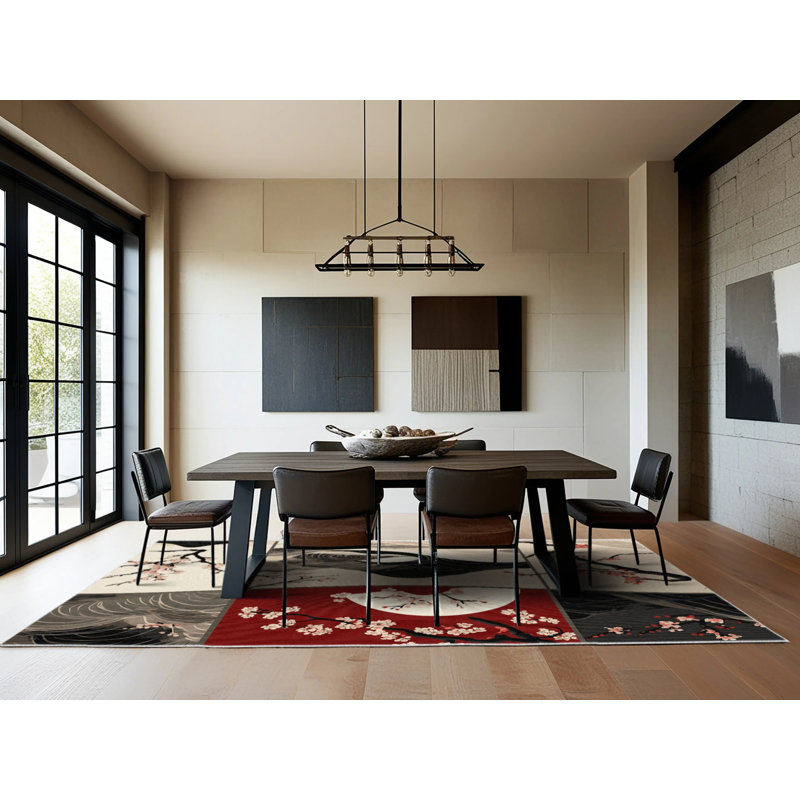 Sunset Blossom Rug, Square 5'
