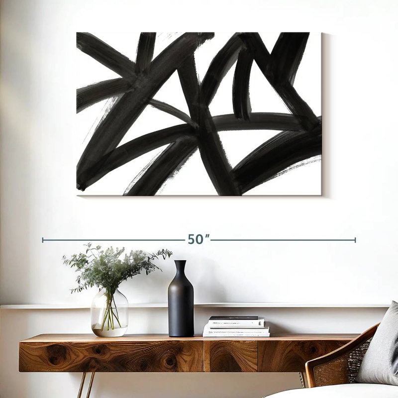 Abstrait Avery Black Roads, H 26 po x l 39 po