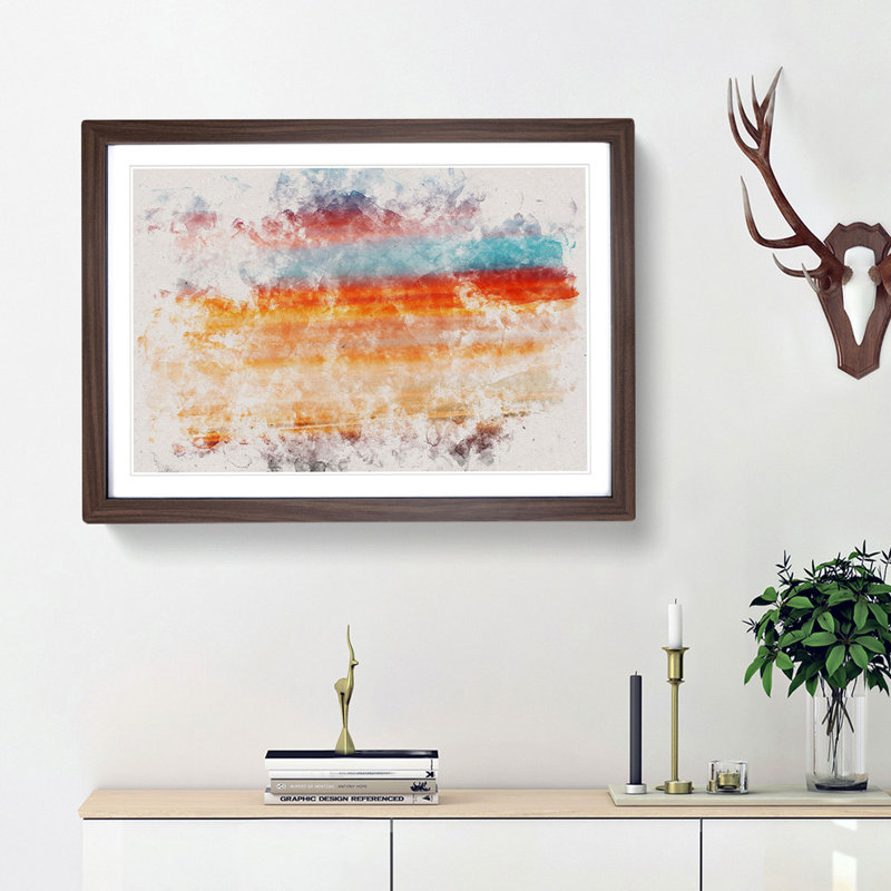 High in the Sky - Picture Frame Painting Print, Walnut Framed, 36cm H x 48cm W x 2cm D