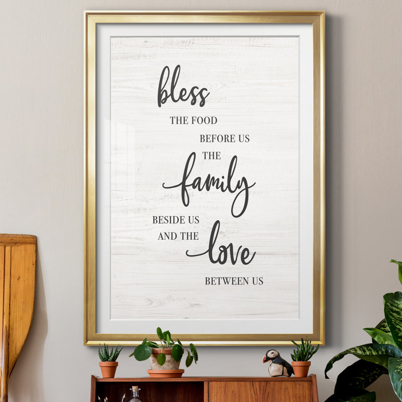 «Bless Family Love», reproduction de cadre photo sur papier, Papier encadré doré, H 26,5 po x l 36,5 po x P 1,5 po