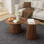 Ensemble de 2 tables basses rondes, grandes et petites tables centrales et d'appoint en bois, finition noyer moderne pour le salon et le bureau
