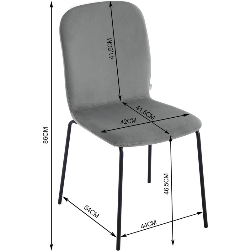 Nyeem 46.5cm H Velvet Upholstered Side Chair, Grey