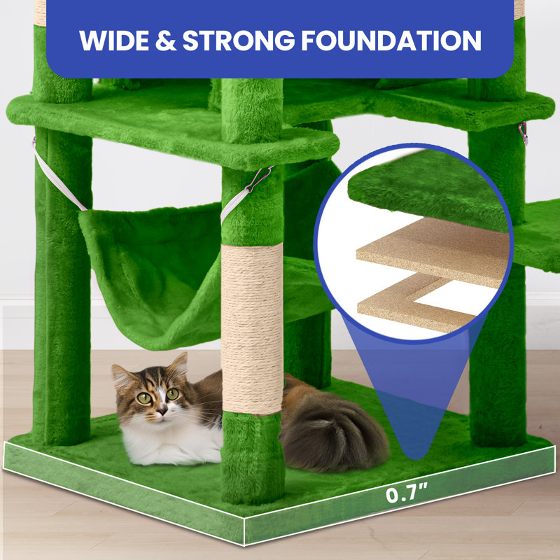 Tour pour arbre à chat à niveaux multiples 74,8 po, Vert