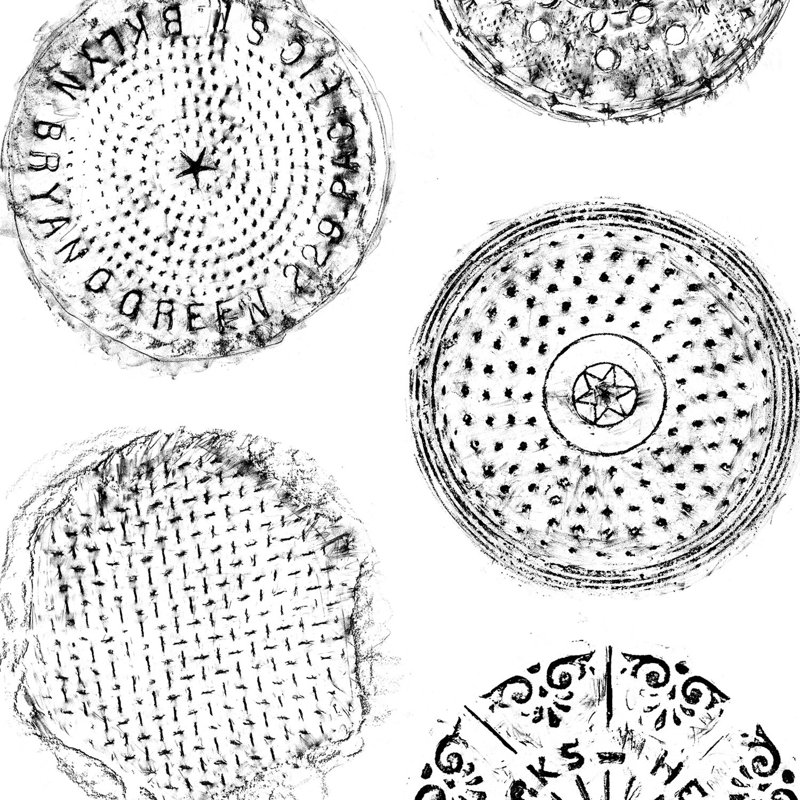 Brooklyn Manhole, Black/White, Non-Woven