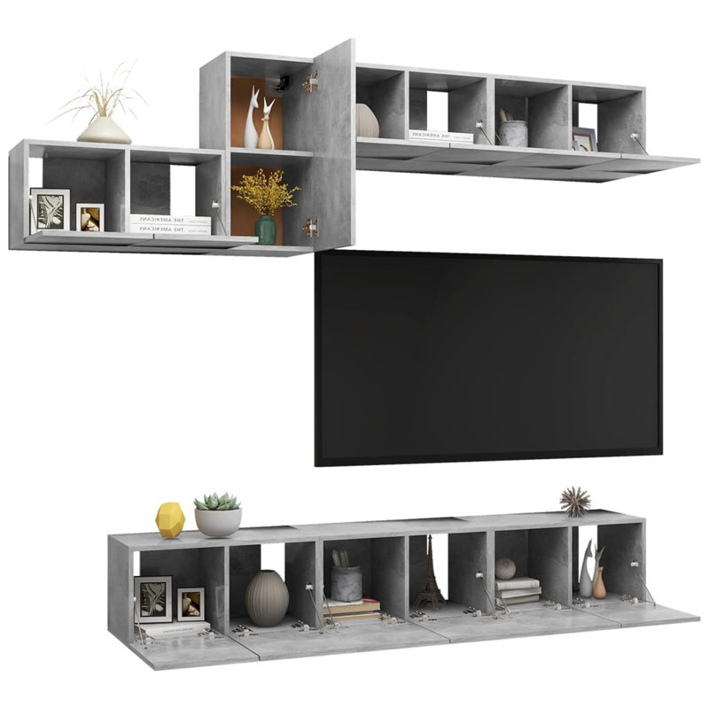 Goldshell Unfinished Floating Entertainment Centre for TVs up to 88", Concrete Grey