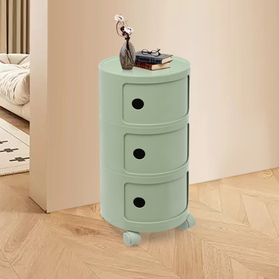3-Tier Round Cabinet Drawer Storage Organizer With Wheel