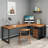 Brown L-Shaped Solid Wood with 2 drawers writing desk-69981760-69981764
