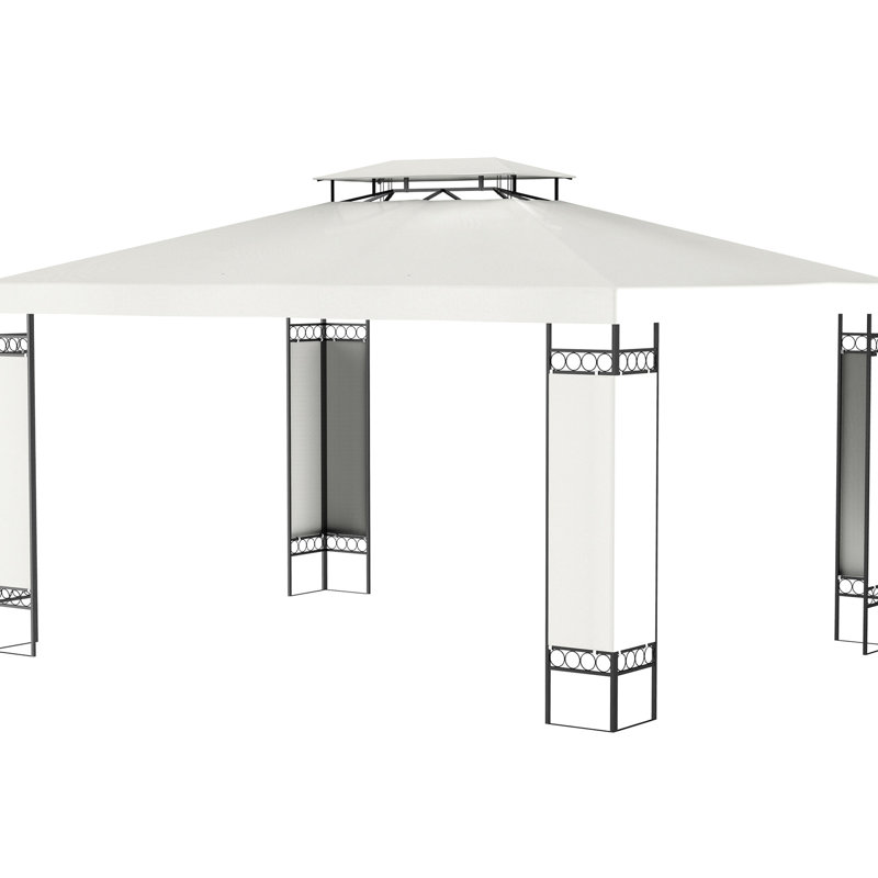 Pavillon de jardin 10 pi x 13 pi avec double toit, blanc crème - idéal pour le jardin, la pelouse, le patio, le toit, la terrasse