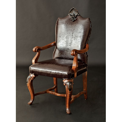 Chaise avec accoudoirs en bois massif brun