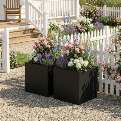 18" H x 17" W Outdoor/Indoor Rectangle Planter Box Metal Garden Bed Planter with Drainage Holes for Patio Lawn