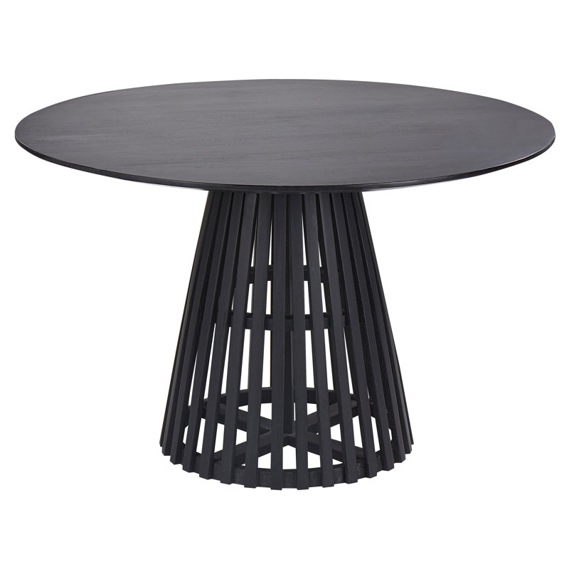 Curtus Acacia Round Solid Wood Dining Table, Black