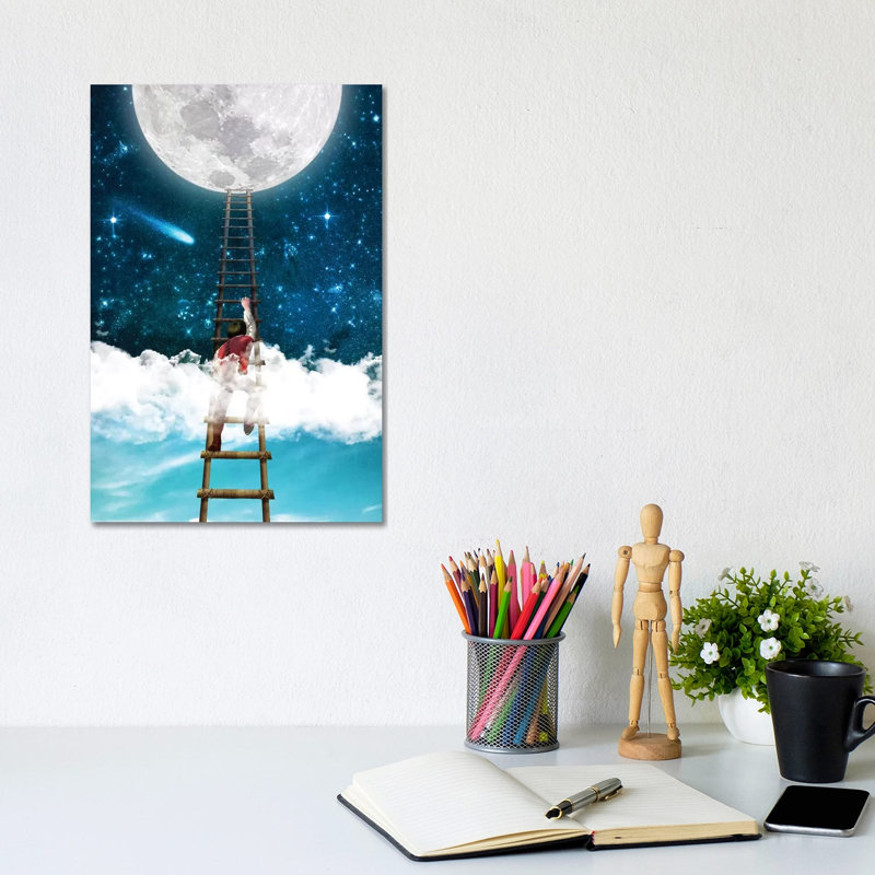 Reach For The Moon I, 12 po x 8 po x 0,75 po, Toile tendue, Pas de tapis