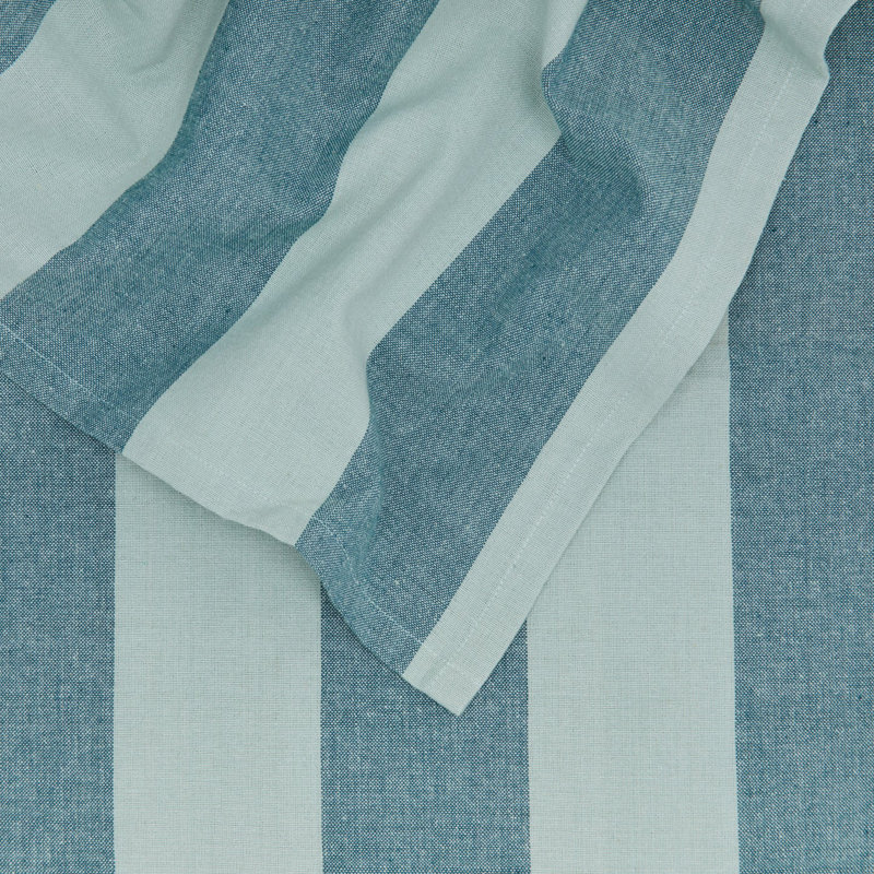 Sky and Peacock Striped Cotton Tablecloth