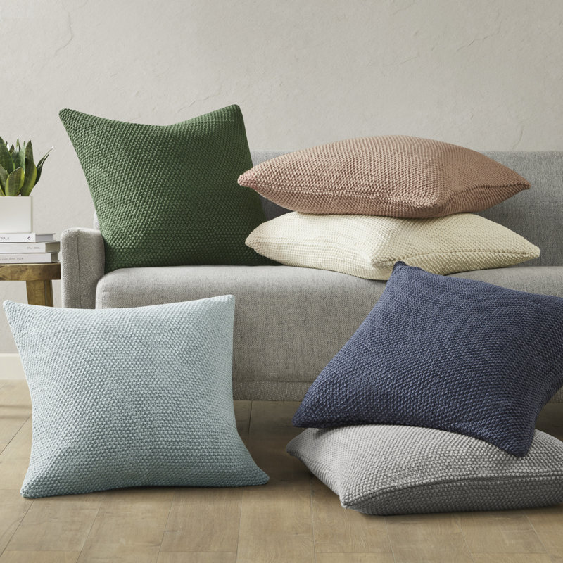 Brown Knit Polyester Euro Pillow Cover with Hidden Zipper