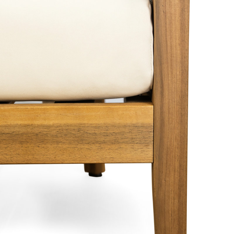 Ensemble de 2 chaises d'extérieur en bois - Coussins d'eau et détails en corde - Style moderne du milieu du siècle - Chaises robustes en mousse souple
