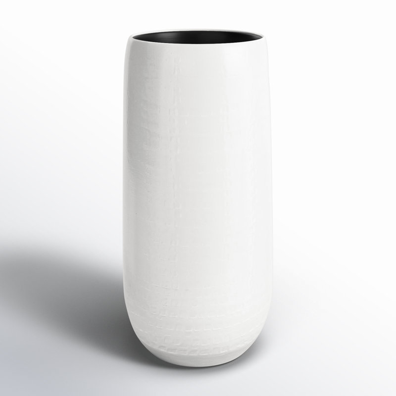 Vase de plancher en porcelaine Barrian, Blanc, H 19,7 po x l 9,85 po x P 9,85 po
