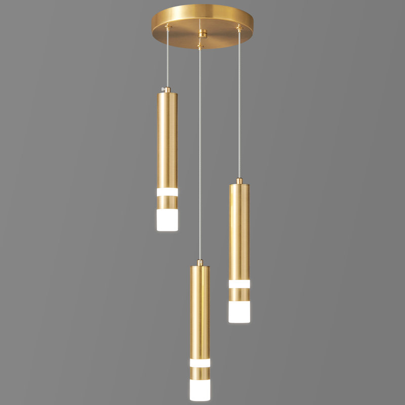 Mini-luminaire suspendu DEL à 3 lumières Enemencio, Or, 3