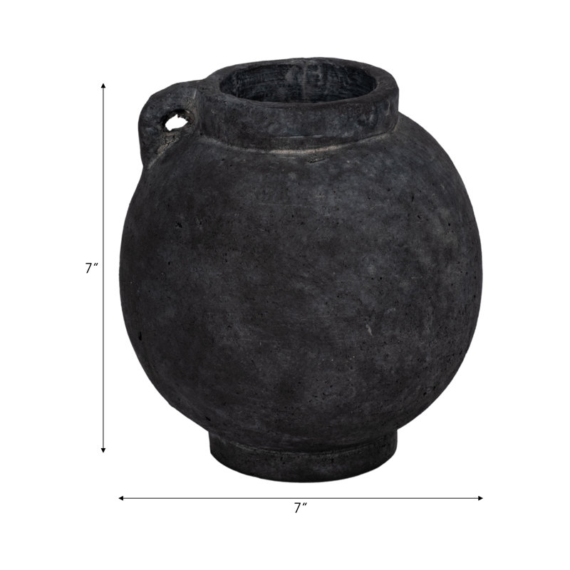 Handmade Ceramic / Porcelain Table Vase, Black, Overall Height - 7"