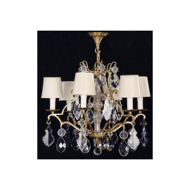 Delvalle 6 - Light Shaded Chandelier, Antique Silver