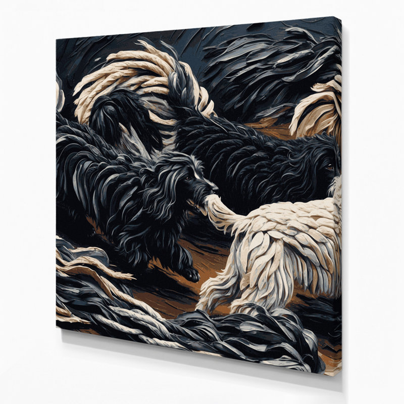 «Dogs Puli», art mural sur toile noire, H 16 po x l 16 po