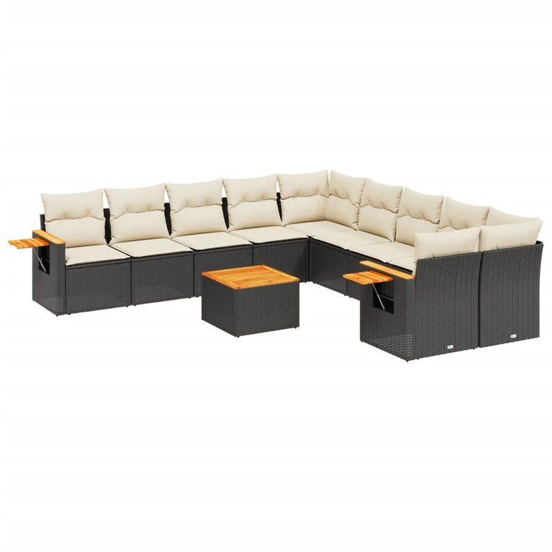 Ensemble de canapé de jardin Vidaxl noir, blanc crème