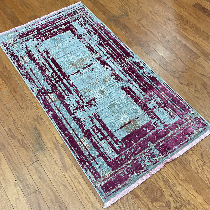 Williston Forge Turkish Modern Erased Design Wool & Silk Rug